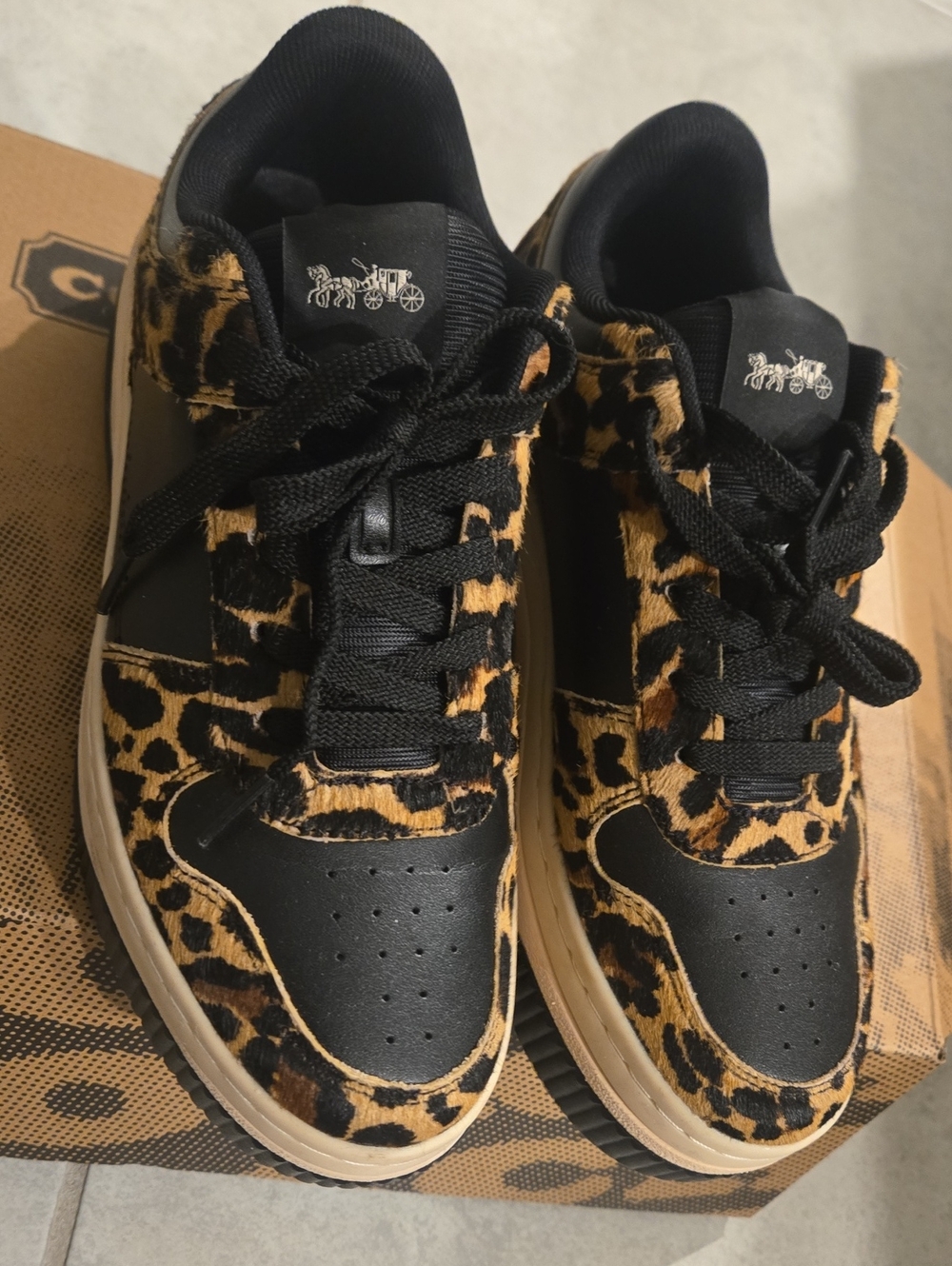 Coach Leopard Print Women's Sneakers - Black & Brown